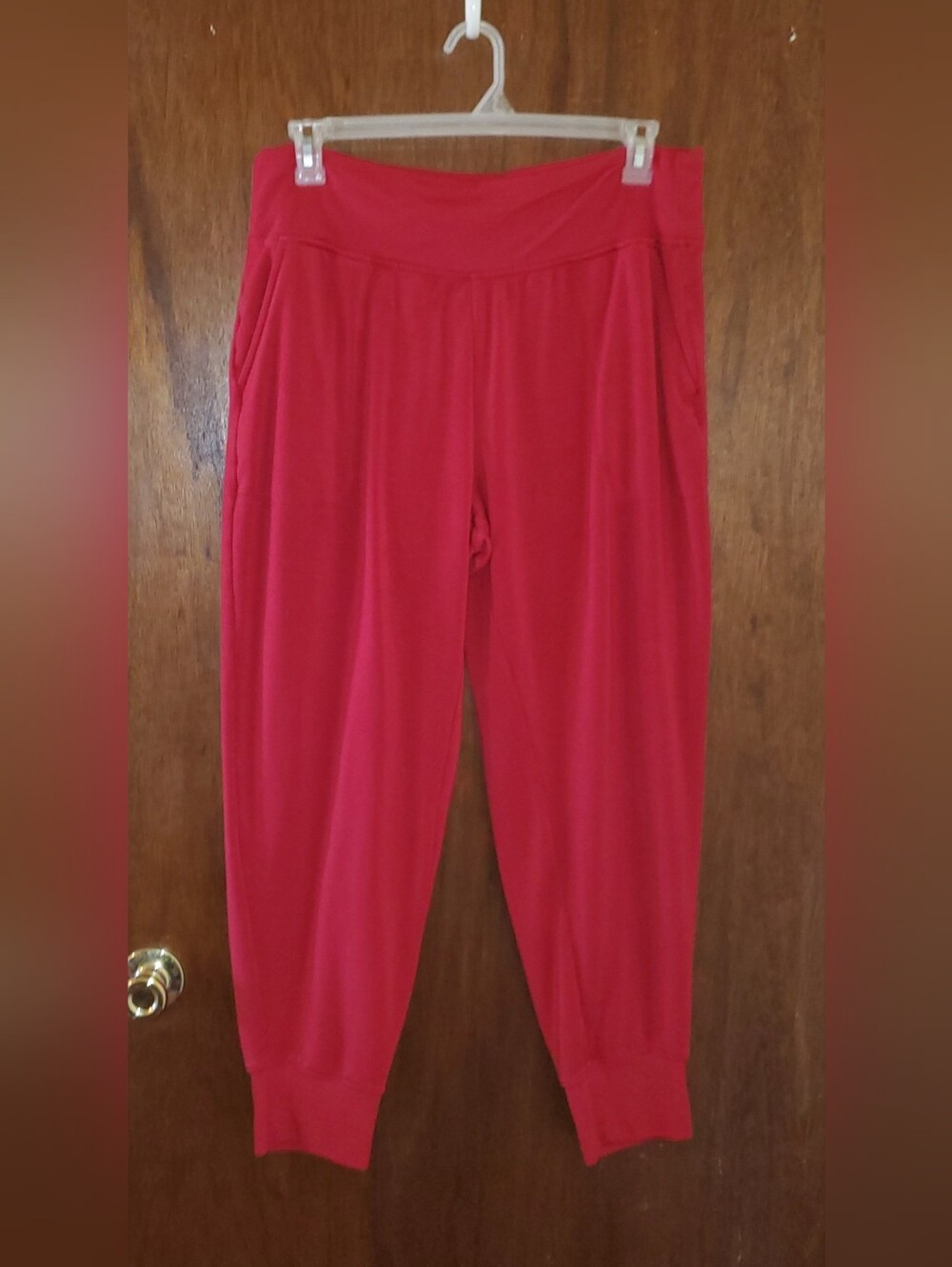 Athleta Red Coaster Luxe High Rise Knit Jogger Pants Sz Xl